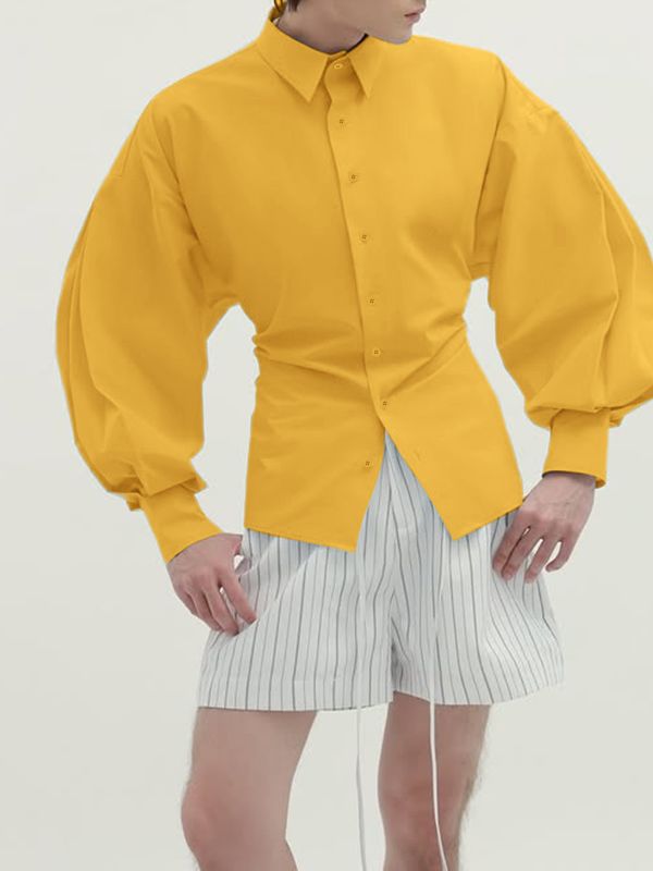 Men's Deconstructed Back Lace Up Long Sleeve Shirt SKUL27428