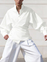 Men's Deconstructed Asymmetrical Placket Long Sleeve Shirt SKUL52021