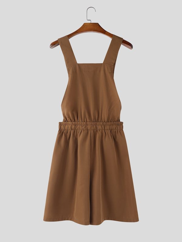 Men's Solid Color Cinched Waist Overall SKUL54019