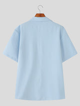 Mens Coconut Tree Embroidered Short Sleeve Shirt SKUL17878