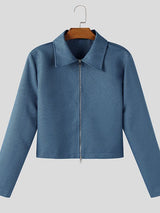 Men's Solid Color Cropped Casual Jacket SKUL35214