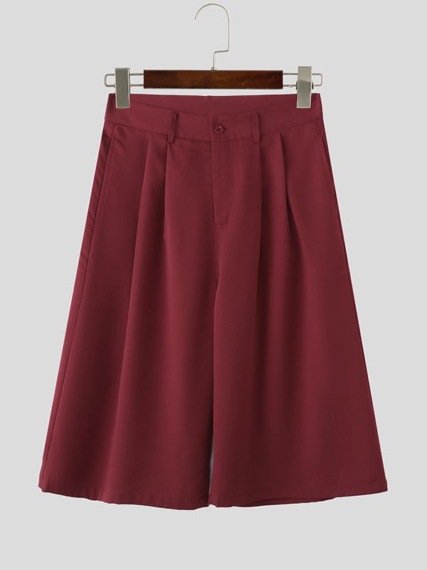 Men's Solid Color Loose Wide Leg Short SKUL58715
