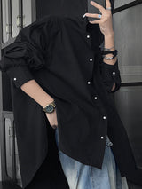 Men's Solid Color Minimalist Hooded Long Sleeve Shirt SKUL31682