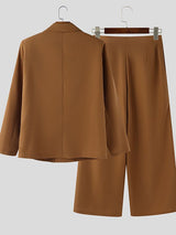 Men's Solid Color Double Breasted Two Piece Outfit SKUL50088