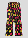 Mens Floral Print Straight Pants With Pocket SKUK14307