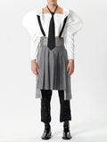 Mens Pleated Plaid Patchwork Overall Skirt SKUK33422