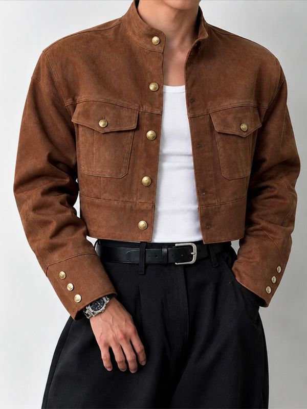 [Pre-order] Men's Neo-Chinese Chic Evening Gala Mandarin Collar Five-Button Cropped Jacket SKUL89239