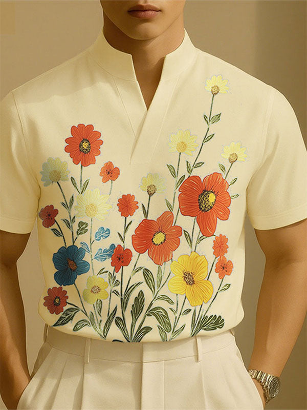 Men's Floral Print Short Sleeve Shirt SKUL15556