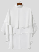 Men's Multi Layer Design Chiffon High Neck Long Sleeve T-shirt SKUL46100