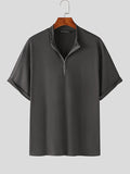 Mens Solid Half Zip Short Sleeve T-Shirt SKUK50860