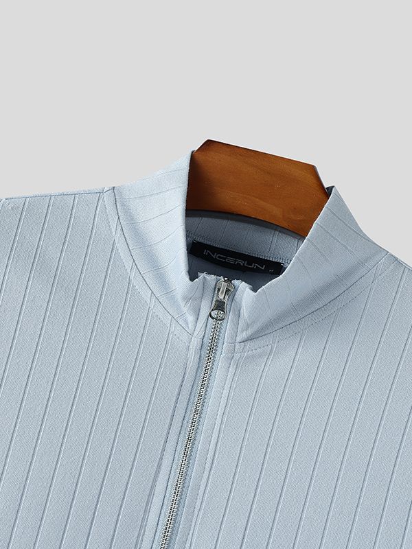 Men's Minimalist Rib Knit Long Sleeve Cardigan SKUL46574