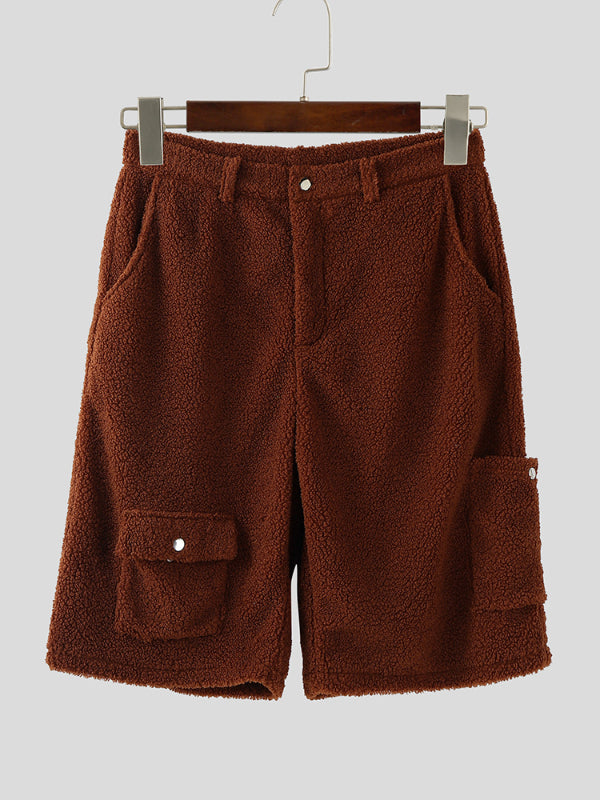 Men's Teddy Fleece Textured Casual Short SKUL29709