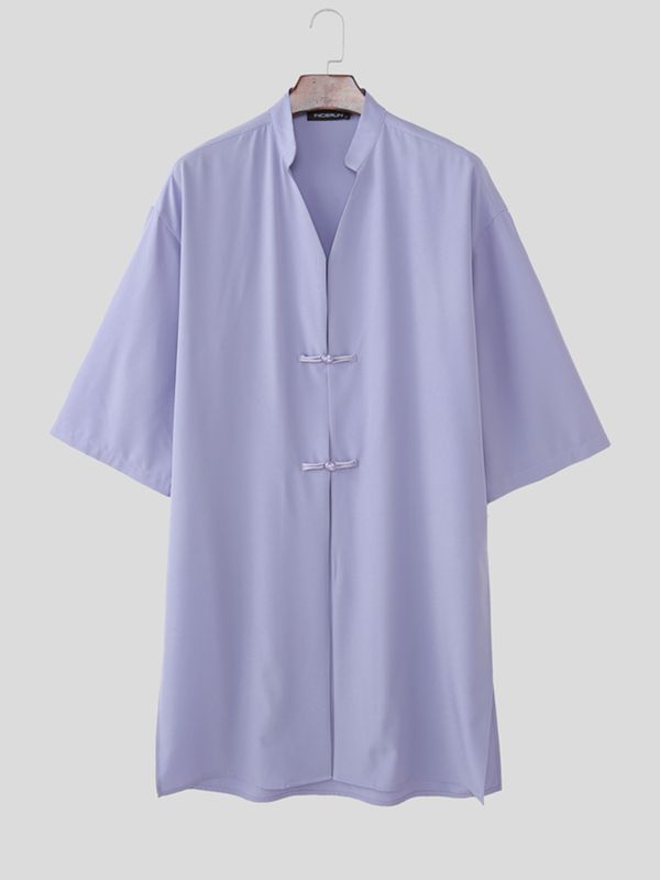 Men's Casual Frog Button Half Sleeve Shirt SKUL52004