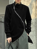 Mens Solid Double Zip Design Pullover Sweatshirt SKUK31112
