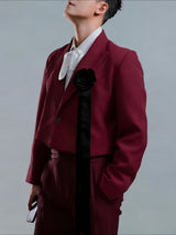 Men's 3D Floral Embellished Cropped Long Sleeve Blazer SKUL45389