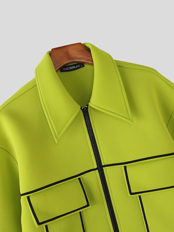 Men's Contrast Line Long Sleeve Jacket SKUL48869