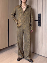 Men's Retro Resort Leopard Print Satin Two Pieces Outfit SKUL80355