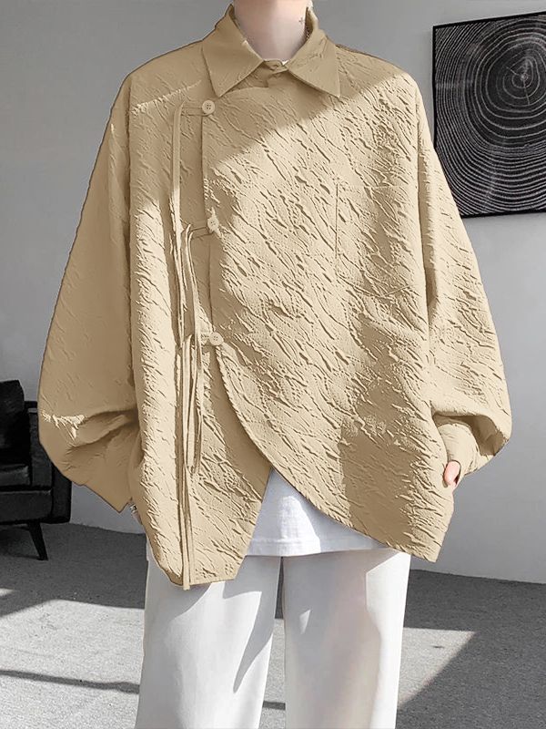 Men's Ribbon Texture Long Sleeve Shirt SKUL31941