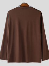 Men's Striped Tie Patchwork Long Sleeve T-Shirt SKUL37286