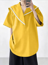 Men's Asymmetric Neck Long Sleeve Shirt SKUL41463