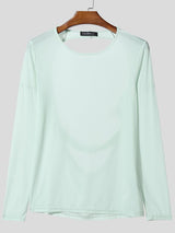 Men's Deconstructed Sheer Backless Long Sleeve T-shirt SKUL53027