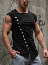 Men's Deconstructed Asymmetric Placket Button Tank SKUL54462