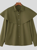 Men's Cape Patchwork Faux Two Piece Long Sleeve Shirt SKUL43543