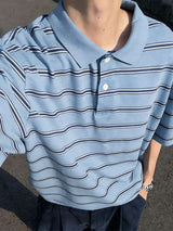 Men's Striped Knit Loose Lapel Shirt SKUL54418