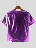 Mens Cutout Glitter Short Sleeve T-shirt SKUK51684