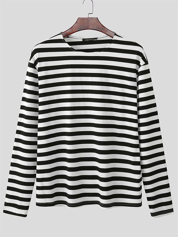 Mens Striped Knit Long Sleeve T-Shirt SKUL22817