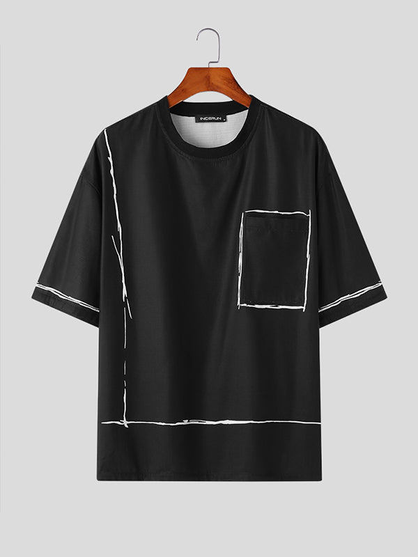 Mens Contrast Striped Print Short Sleeve T-Shirt SKUK16287