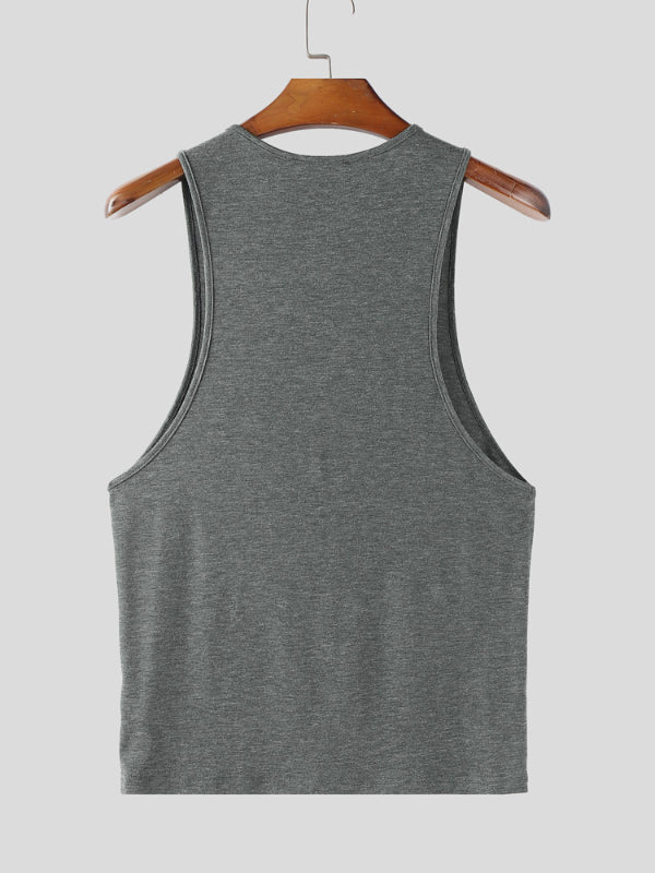 Mens Solid Color Slim Fit V-Neck Tank SKUL20283