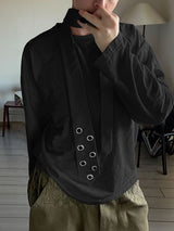 Men's Solid Color Thin Scarf Long Sleeve T-shirt SKUL47913