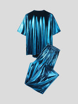 Men's Satin-like Deep V Draped Neck Two Pieces Outfit SKUL55429