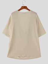 Men's Simple Loose U-Neck Short Sleeve T-Shirt SKUL54005