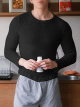 Men's Solid Color Semi-Sheer Long Sleeve T-Shirt SKUL41231