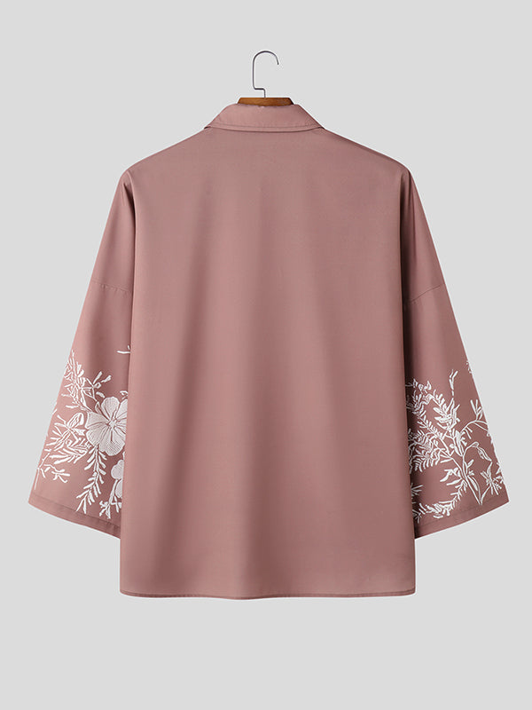 Mens Floral Print 3/4 Sleeve Shirt SKUL02371