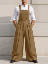 Men's Vintage Double Breasted Pleated High Waist Jumpsuit SKUL75520