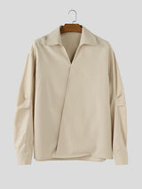 Men's Solid V Neck Long Sleeve Shirt SKUL30770