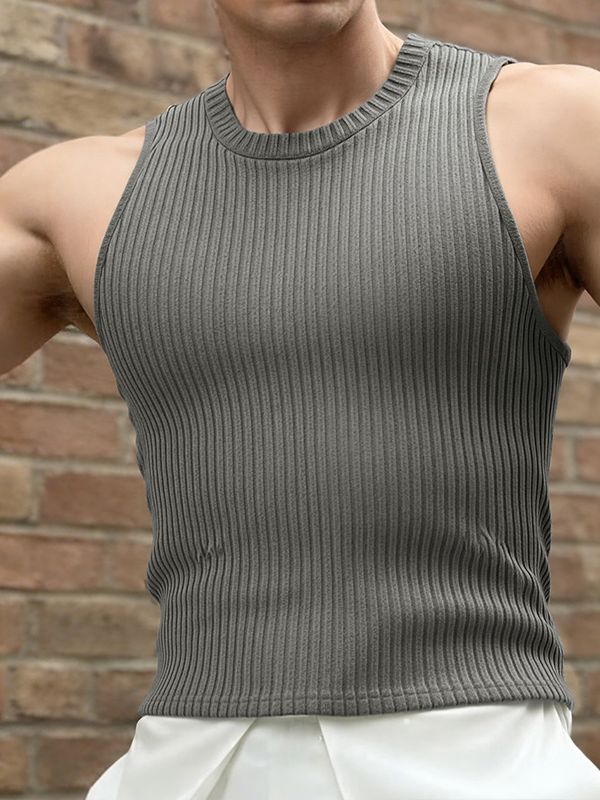 Men's Solid Color Knit Casual Tank SKUL52643
