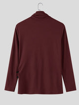 Men's Early Autumn High Street Eyelet Trim Rib-Knit Fitted Long Sleeve Roll Neck Sweater SKUL81071