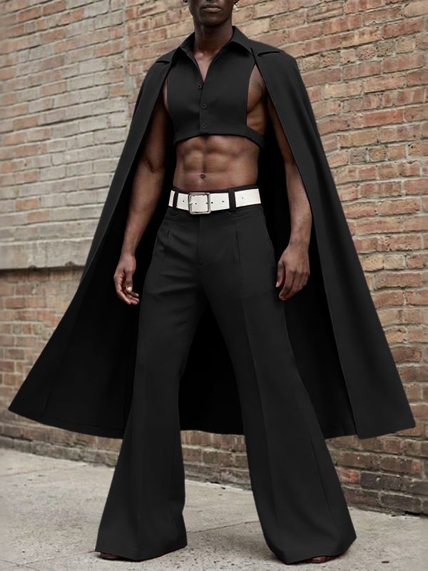 Men's Cape Patchwork Design Two Pieces Outfit SKUL53956