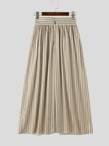 Men's Beach Resort Striped High-Waisted Pleated Wide Leg Palazzo Pant SKUL73614
