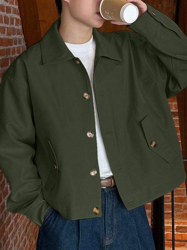Men's Solid Color Loose Long Sleeve Jacket SKUL42406