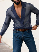 Men's Sheer Mesh Long Sleeve T-shirt SKUL54088