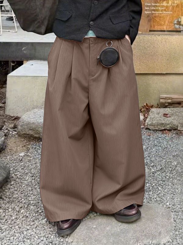 Men's Solid Color Textured Wide Leg Casual Pant SKUL30591