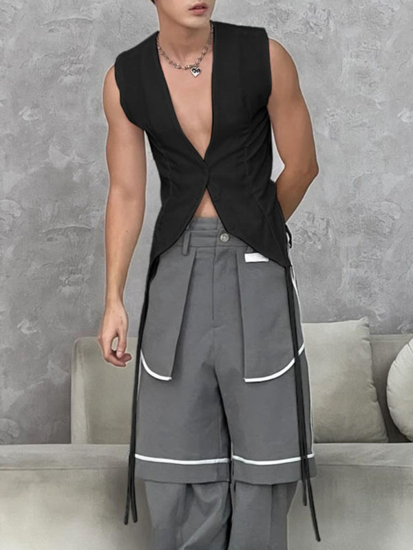 Men's Plain Tie Detail Casual Waistcoat SKUL21105