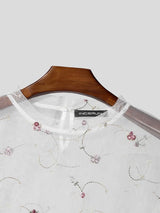 Men's Avant-Garde Sheer Floral Embroidered Mesh Shirt SKUL59802