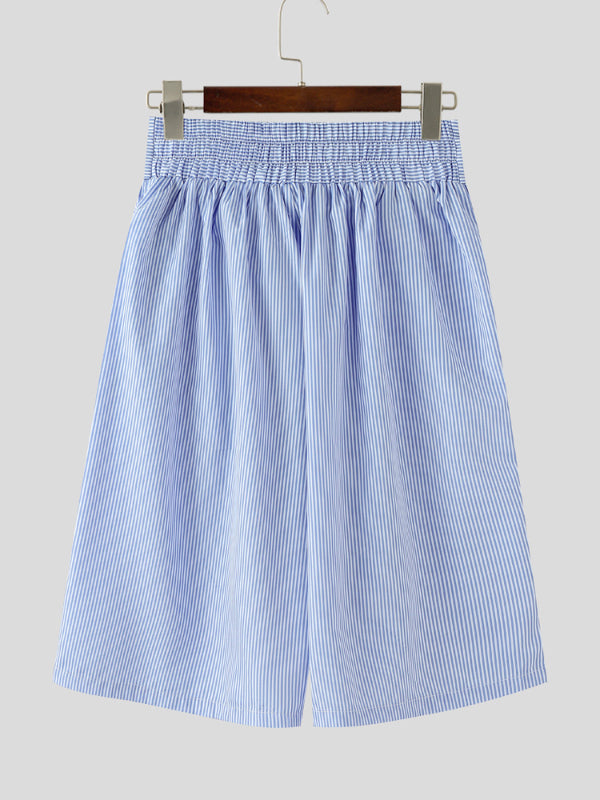 Mens Striped Tie Waist High-Waisted Casual Short SKUL20171