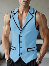 Mens Colorblock Textured Sleeveless Waistcoat SKUL16997